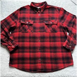 Field and Stream men’s flannel plaid shirt red black size XL